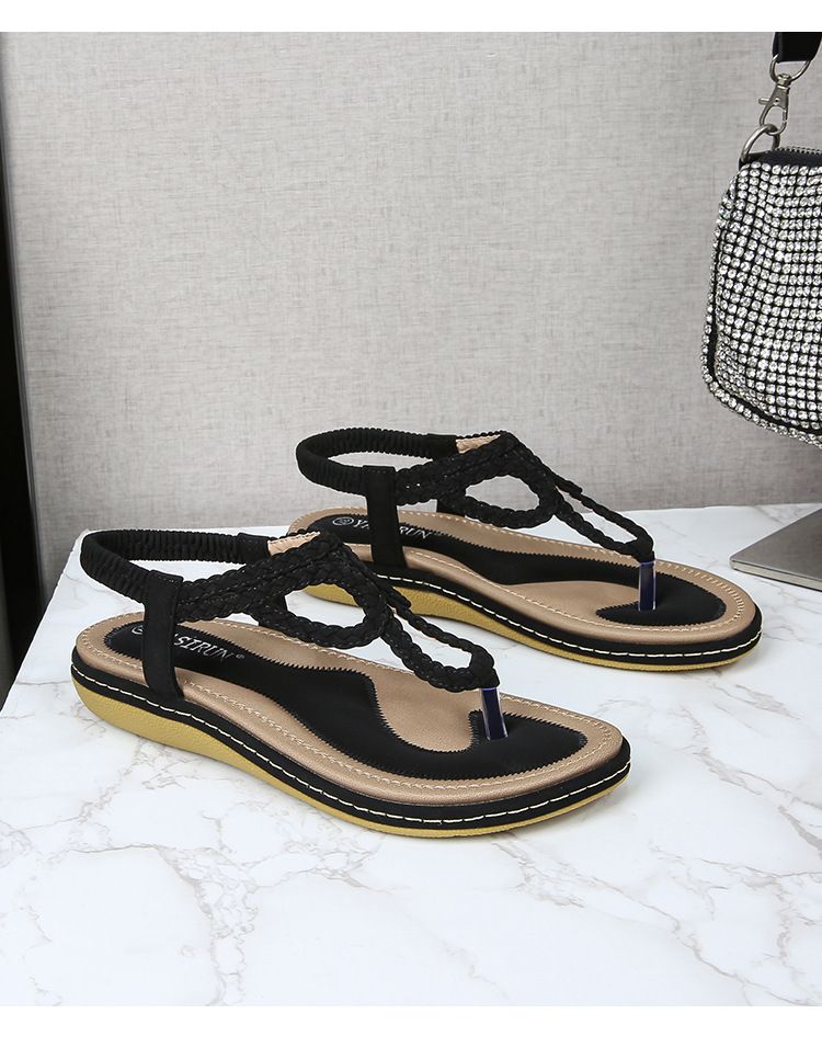 New Patchwork Sandals Women's Simple Light Casual Style Flat Large Size Flip-toe Sandals_voghion.com