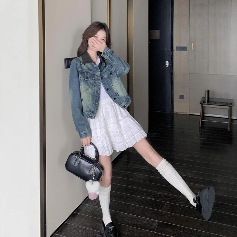 Koreanische bestickte Cowboyjacke für Damen, neuer Stil für Frühling und Herbst, süßes Design, Jacke, trendiges Oberteil_voghion.com