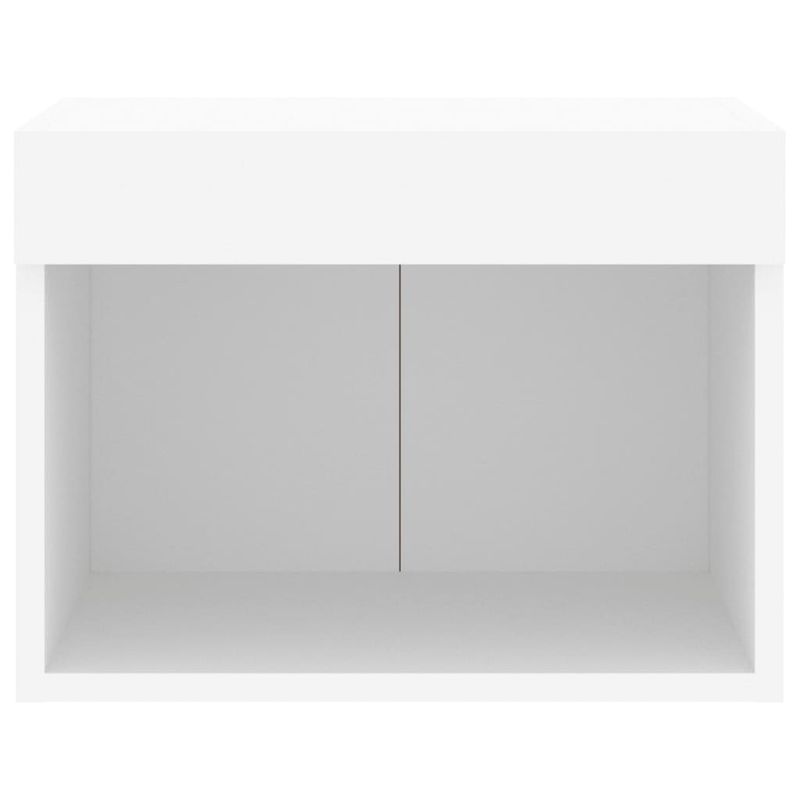 Wand-Nachttisch mit LED-Leuchten 2 Stk. Weiß_voghion.com