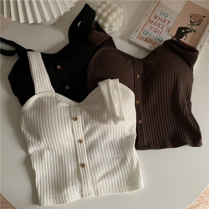 Damenbekleidung Schöner Rücken Kleine Sling Chic Weste Damen Herbst Süße Kühle Dünne Oberbekleidung Neuer Stil Mit Brustpolster Bottoming Top_voghion.com