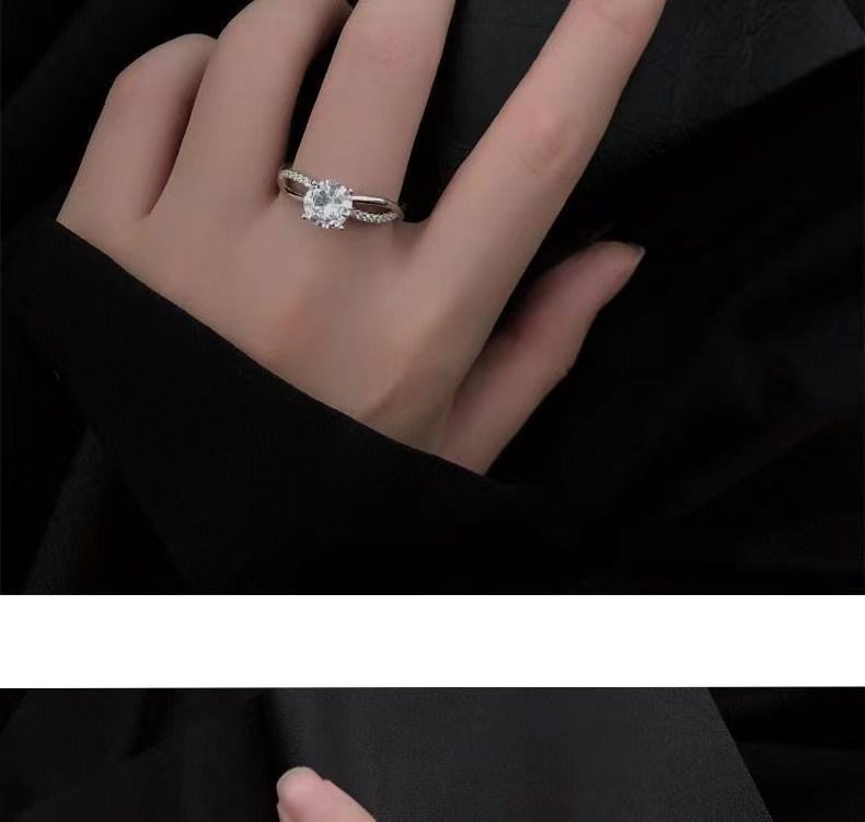 2 Carat Ring Ring Female Niche Design Fashion Personality Light Luxury Net Red Live Broadcast Moissanite Open Temperament_voghion.com