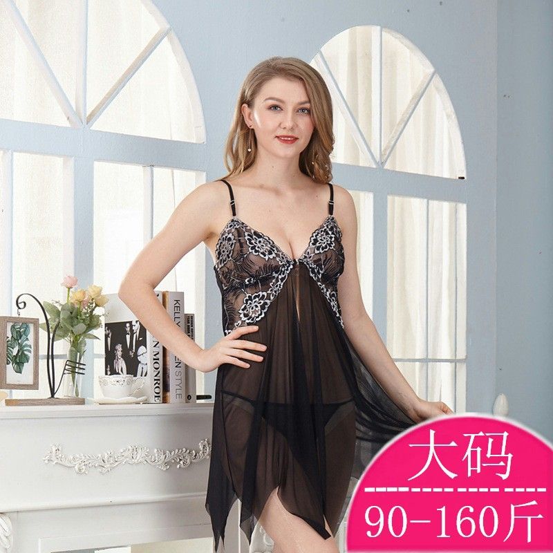 Lingerie For Women, Sheer Lace Uniform, Tempting Ladies' Sexy Flirting Nightdress, Plus Size Transparent Nightgown_voghion.com