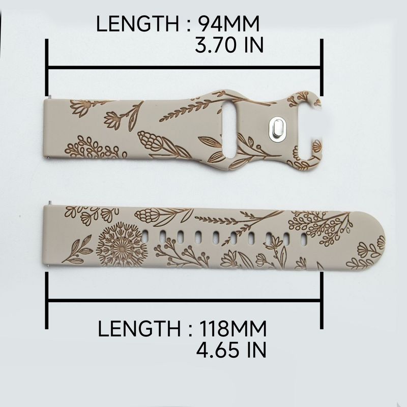 20mm Evrensel Saat Kayışı Samsung Huawei Lazer Kazınmış Karahindiba Çiçek Desenli Sekiz Karakterli Çıtçıtlı Silikon Saat Kayışı_voghion.com