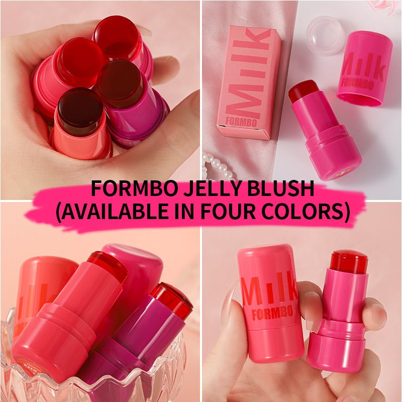 FORMBO Blush - 4 kleuren, compact en draagbaar, multi - Jelly lippenstift, rouge crème, shimmer stick en modder - veelzijdige make-upcollectie_voghion.com