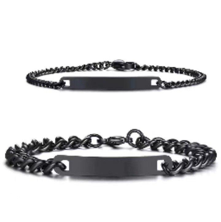 Bracciale cubano di coppia con incisione fai da te in acciaio al titanio di alta qualità placcato galvanicamente_voghion.com