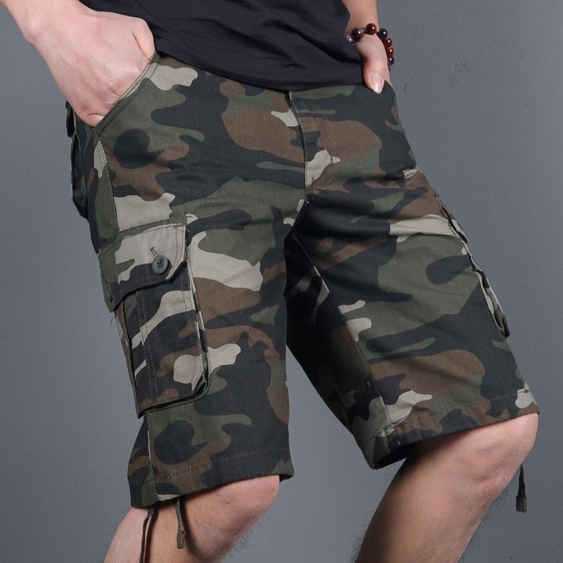 Premium Products Summer Overseas Camouflage Capris Men's Loose Multi Pocket Work Shorts_voghion.com