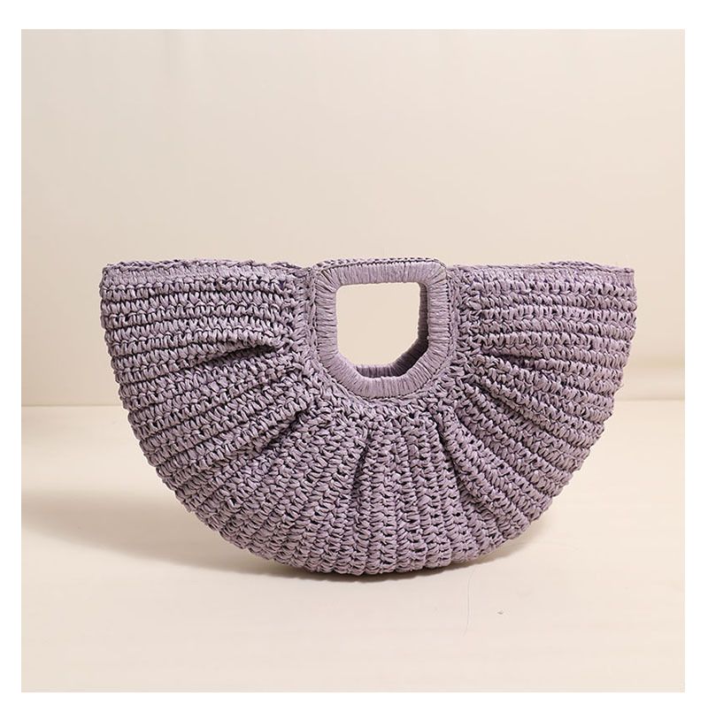 Semplice borsa da spiaggia in paglia a mezzaluna, stile vacanza, cento borse da donna_voghion.com