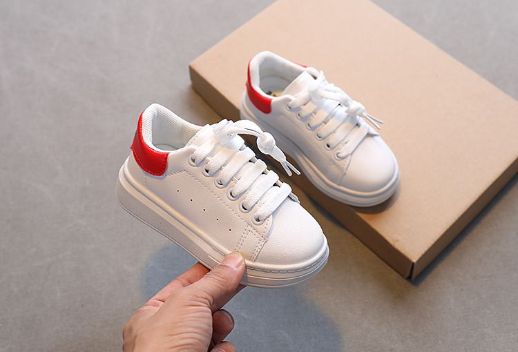 2023 Spring New Children Fashion Soft White Boys Sports Shoes Korean Style Students Lace-up Light Sneakers for Girls_voghion.com