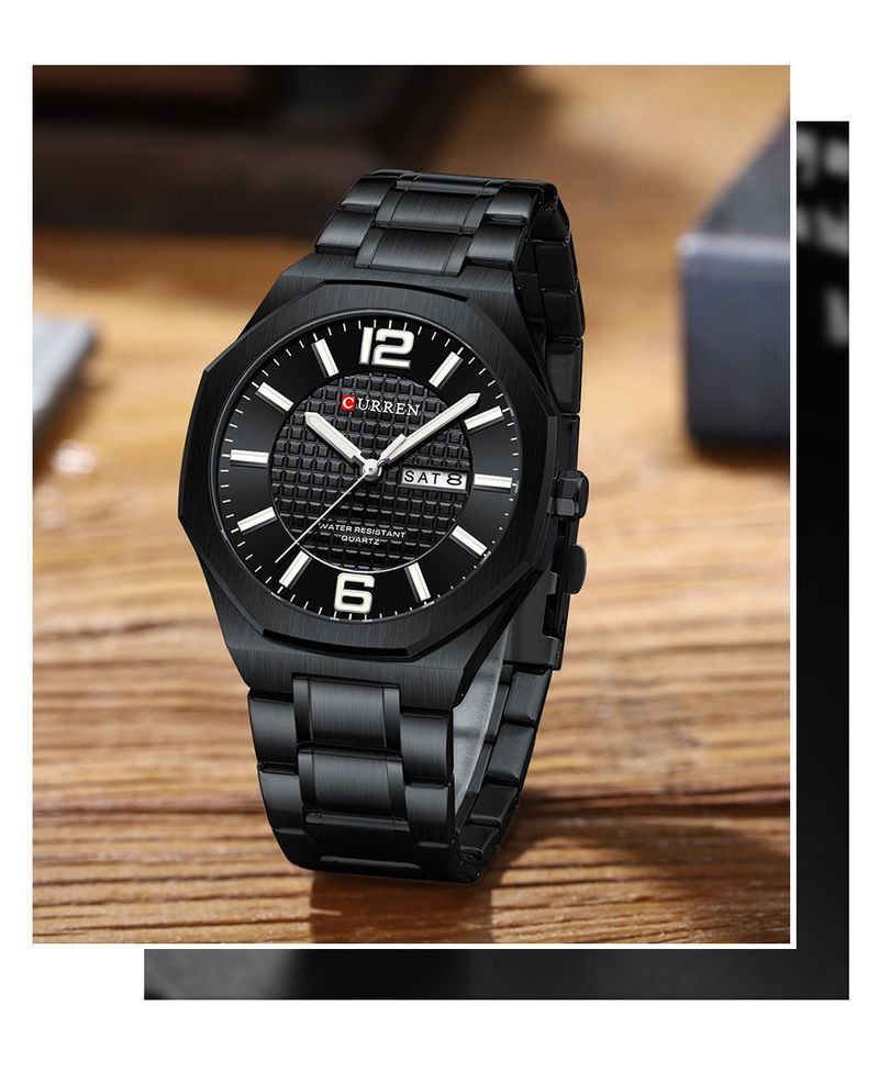 Men's Classic Round Analog Watch With Dual Calendar, Waterproof 30M, Stainless Steel Case & Band, Mineral Crystal, Quartz Movement_voghion.com