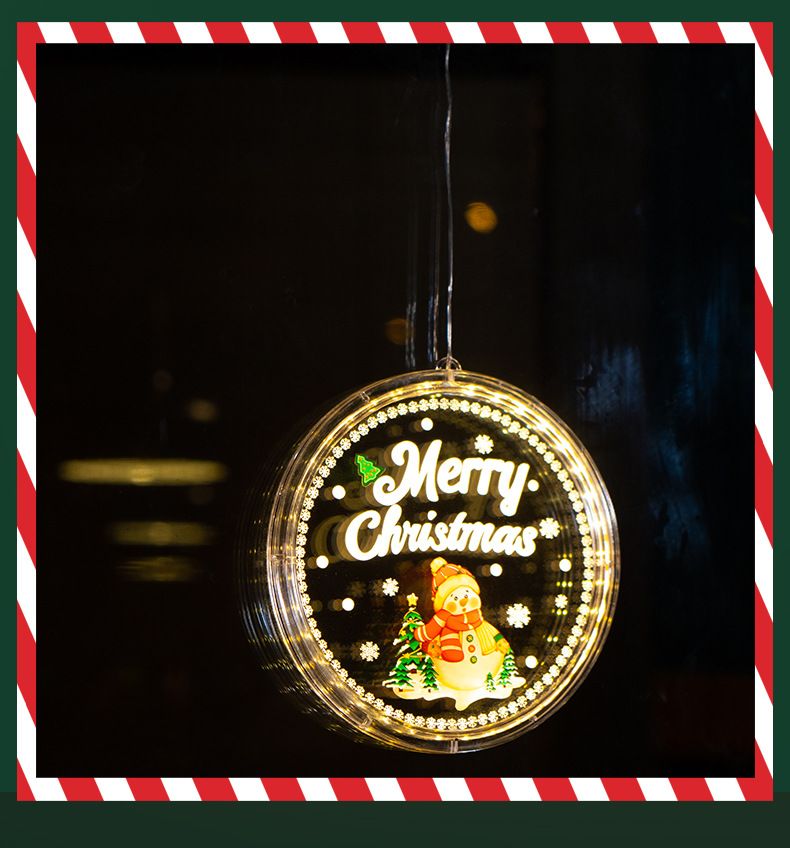 22cm Christmas Window Sticker Lights - Festive Holiday Decor With Suction Cups, 6 Shapes (Tree, Santa, Snowman, Reindeer, Bell, Gift Box),_voghion.com