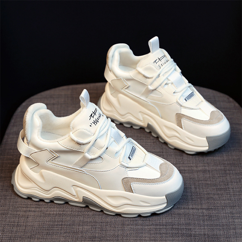 Innenfutter aus echtem Leder, erhaben, klein, weiß, für Damen, 2024, Frühling und Herbst, neu, mit dicken Sohlen, Sport-Dad-Damen, lässig_voghion.com