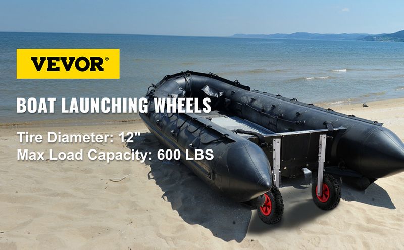 VEVOR Boat Launching Wheels, 12" Boat Transom Launching Wheel, 600 LBS Loading Capacity Inflatable Boat Launch Wheels, Aluminium Alloy Transom Launchi_voghion.com