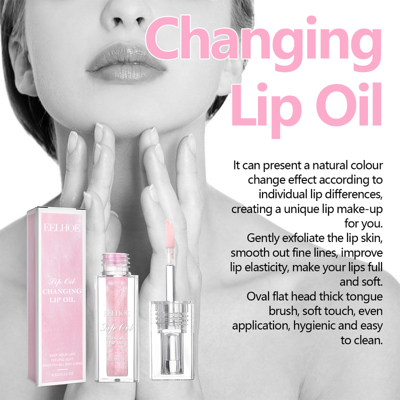 Aceite labial que cambia de color EELHOE, atenúa las líneas de los labios, hidrata, exfolia y da volumen a los labios en varios colores._voghion.com