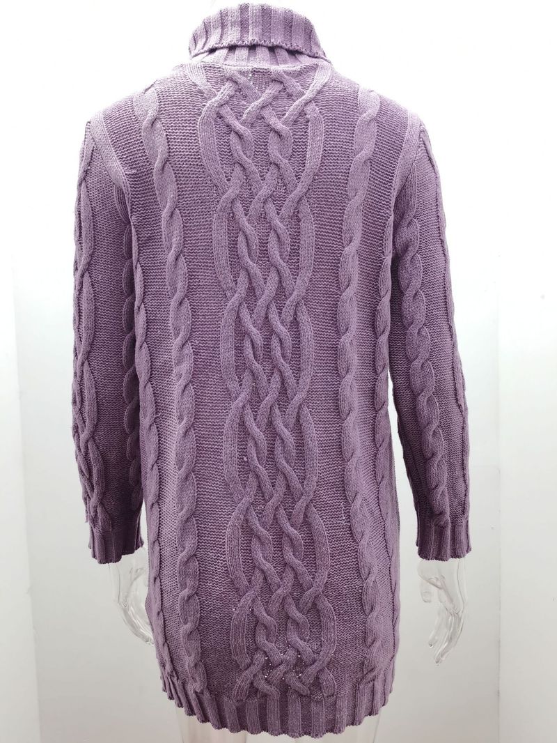 Damenbekleidung Pullover Damen Strickpullover Herbst und Winter verdickt zwei Revers Retro dicke Linie verdrehtes Kleid Wolle_voghion.com