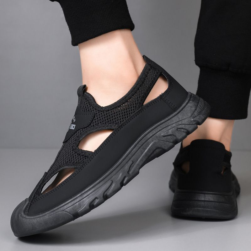 Sandali estivi traspiranti da uomo con punta, scarpe traforate, scarpe sportive antiscivolo e casual in rete cava per esterni_voghion.com