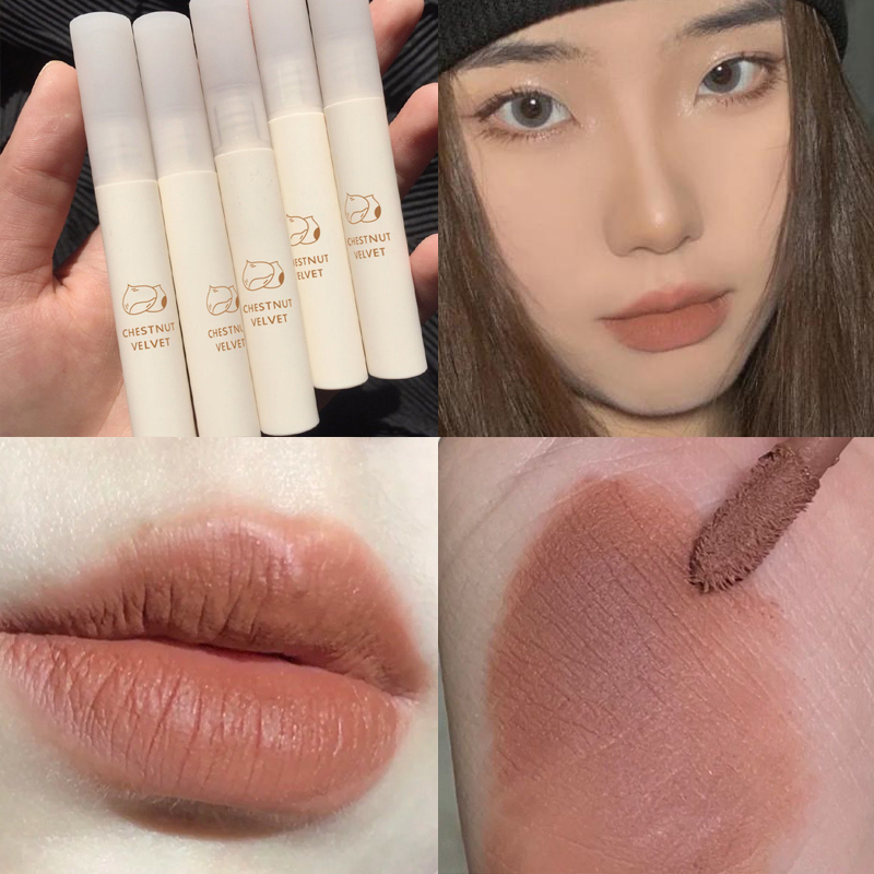 Lip Matte Nude Gloss 5 Colors Waterproof No Fading Long Lasting Nude Brown Liquid Lipstick Natural Lip Ti stick_voghion.com