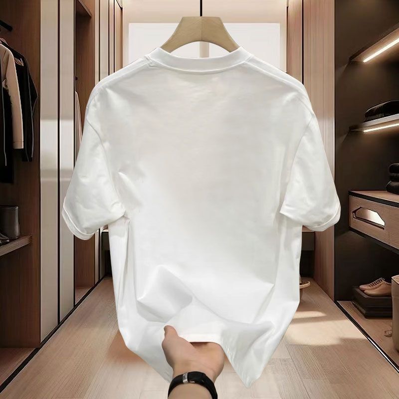 Roupas masculinas Nova primavera e verão manga curta urso camiseta masculina algodão puro versátil casual pesado marca ins camisa de fundo camiseta top_voghion.com