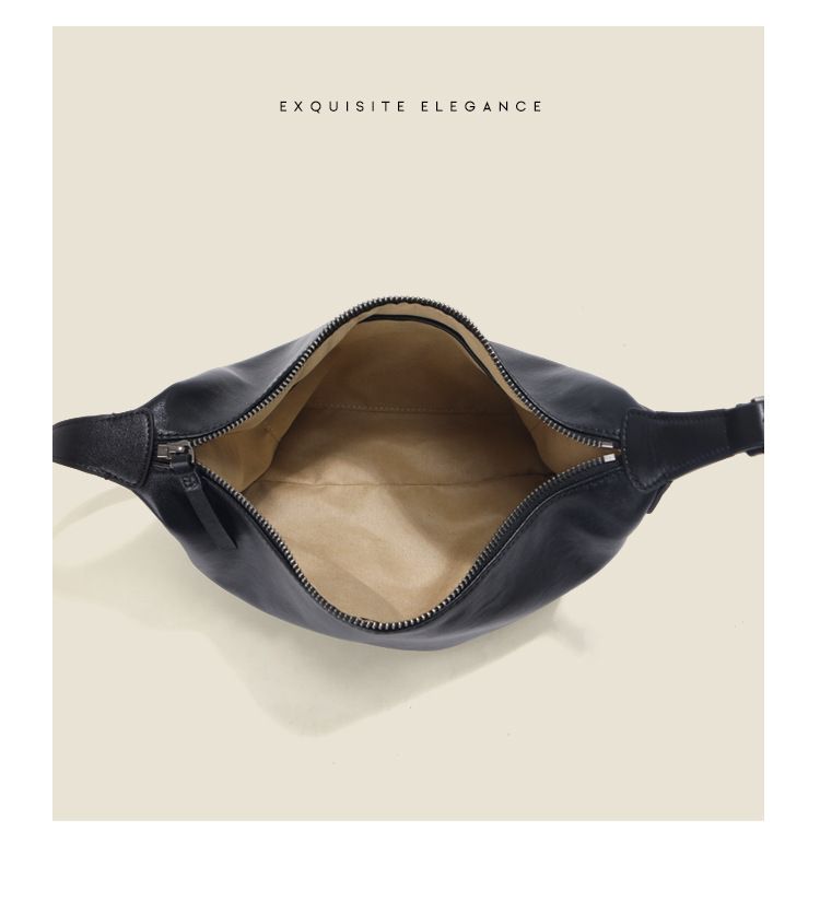 Borsa a tracolla da donna, in pelle bovina conciata al vegetale, con strato superiore, hobo bag in pelle, borsa tote da ascella, borsa Jiaozi a tracolla di grande capacità da donna_voghion.com
