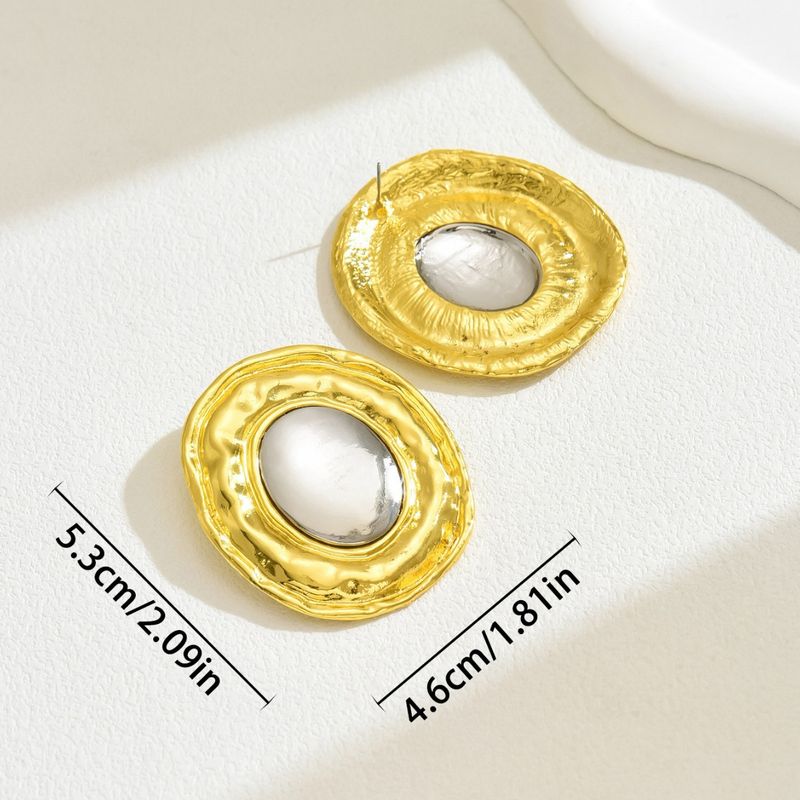 Simple Women's Earrings Niche Luxury Design Gold Plated Geometric Round Earrings_voghion.com
