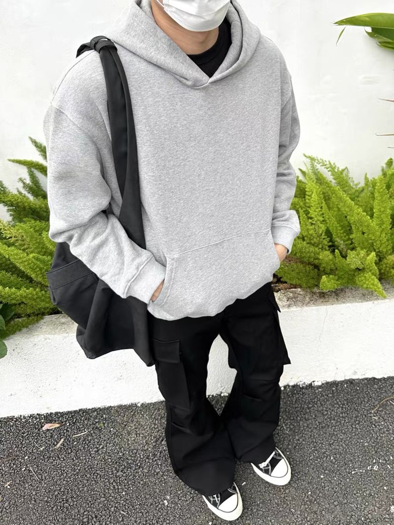 Herrenbekleidung Unisex Casual Kapuzenpullover - Kurzärmlige Reißverschlussjacke mit entspannter Passform in Unifarben (Grau, Schwarz, Beige) für Männer und Frauen_voghion.com