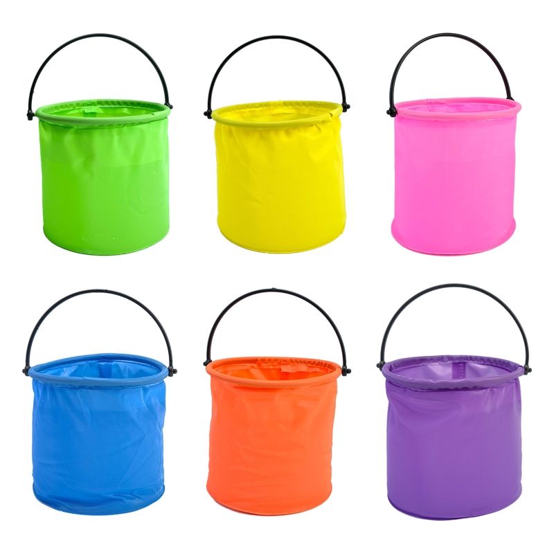 Beach Sand Play Bucket Toy Folding Collapsible Bucket Gardening Tool Outdoor Sand Pool Play Tool Toy Kids Summer Favor_voghion.com