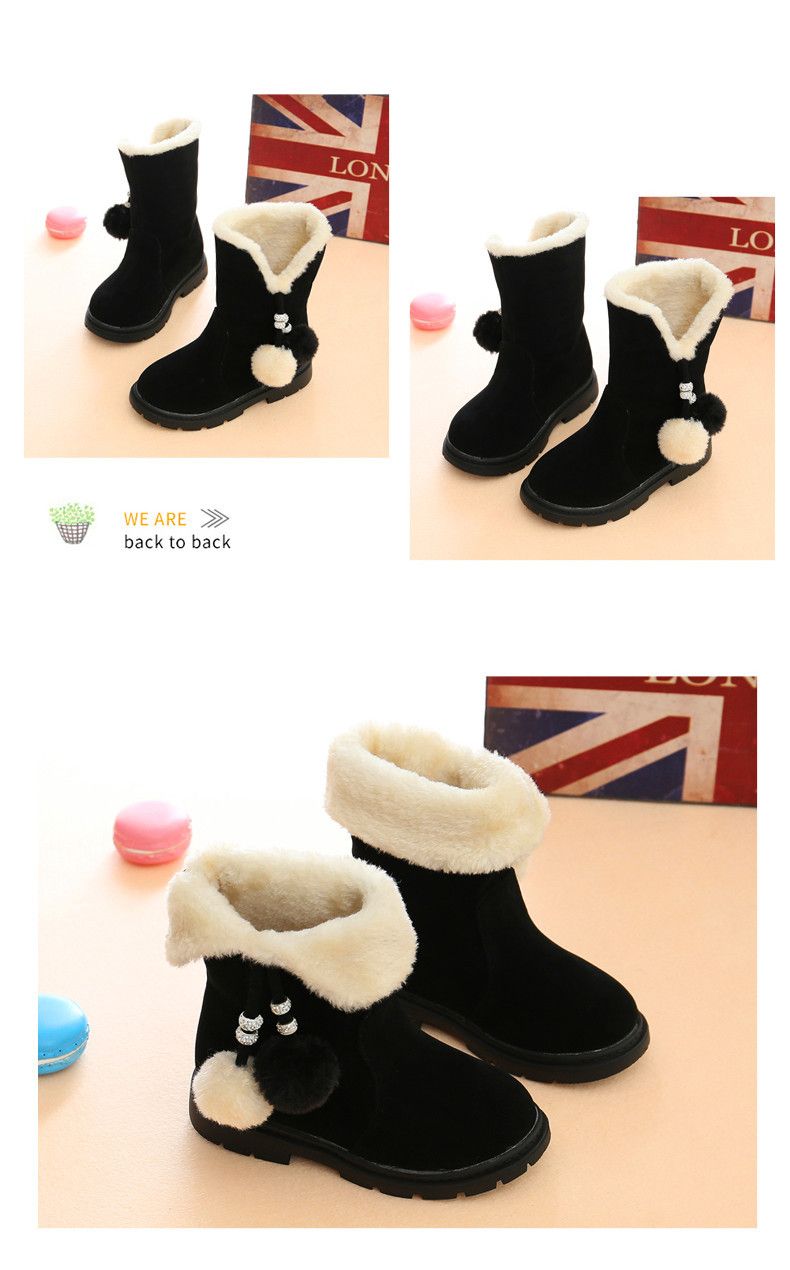 2024 Herbst/Winter Mädchen Lange Eltern-Kind Prinzessin Hairball Schneestiefel, Kinderschuhe, Damen Samt_voghion.com