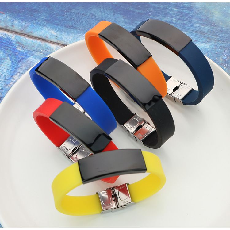 Trendy für Männer, gravierbares Armband, mehrfarbiges Sport-Silikon-DIY-Armbandzubehör_voghion.com