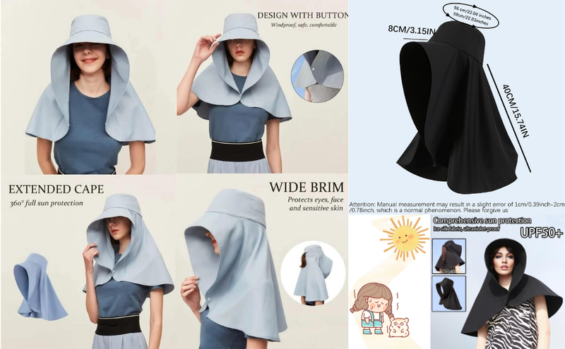 Sun Hats For Women Sun Protection Wide Brim Shawl With Neck Flap Hiking Visor Hat Outdoor Summer Beach_voghion.com