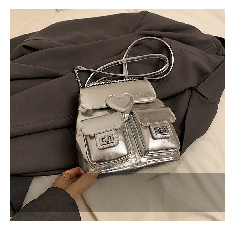 Heart-shaped Design 2025 Spring And Summer New Multi-function Chain Backpack Fashion Travel Small Schoolbag Leisure Daily Versatile Minimalist_voghion.com