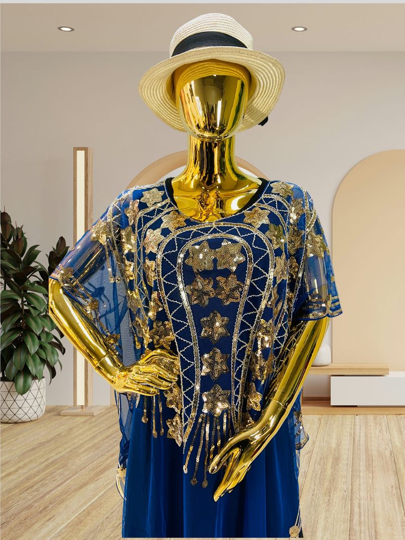 Fashion Thin Wave Breathable Large Size Loose Chiffon Sequin Eye Catching Banquet Dress Shawl_voghion.com