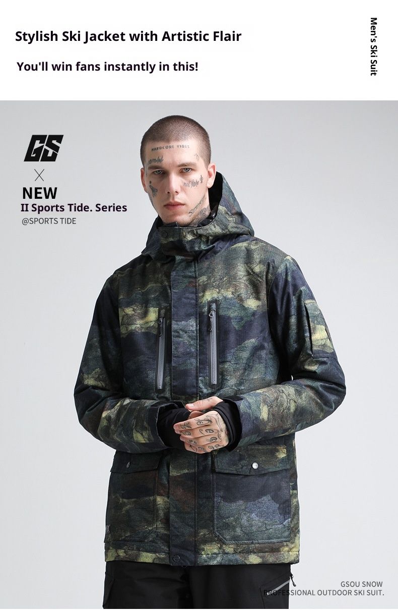 001 001 Herren Winddichte, wasserdichte, warme, gefütterte Jacke für Outdoor-Aktivitäten im Schnee, geeignet für Doppel- und Einzelboards, Skijacke_voghion.com