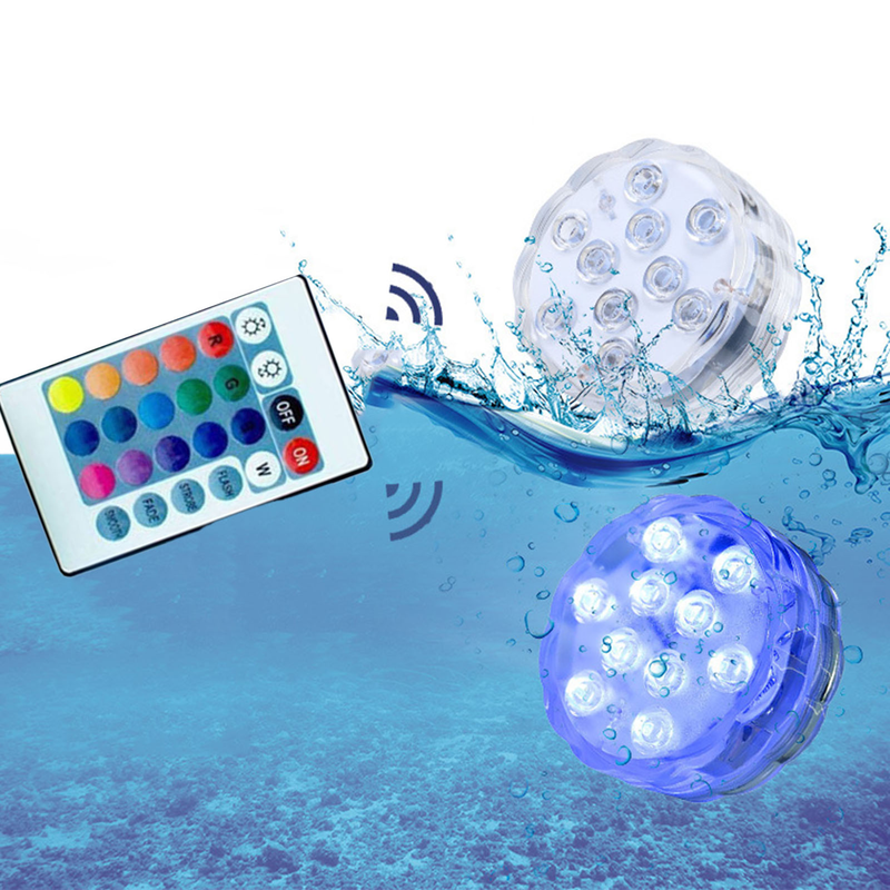 4Pcs Pool Diving Lights With Remote Control 10 LEDs Colorful Light Illumination Underwater Submersible Aquarium LED Lamp Pool Decoration_voghion.com