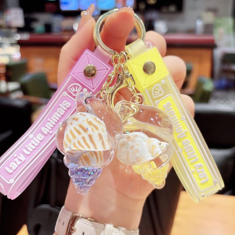 Unique Cute Fantasy Ocean Flow Sand Snail Keychain Creative Acrylic Couple Bag Hanging Decoration Best Friend Decoration_voghion.com