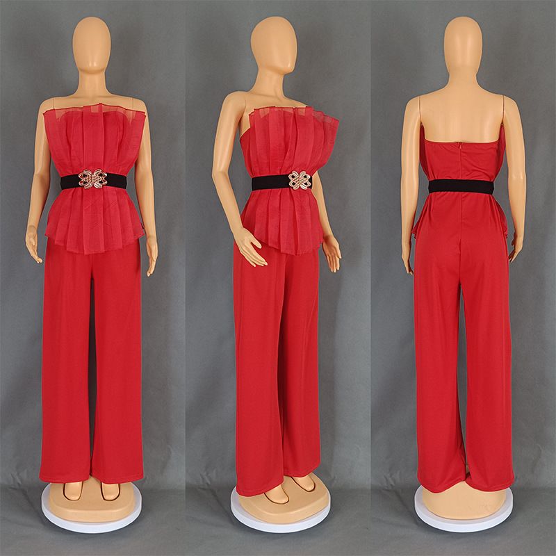 Women's Clothing fashion solid color jumpsuit sexy off shoulder leisure suit 3733_voghion.com