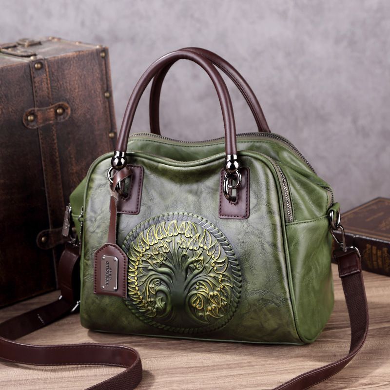 Borsa a tracolla, a tracolla, multiscomparto, da donna, stile cinese, con motivo a blocchi di colore in rilievo, 2025, nuovo stile_voghion.com