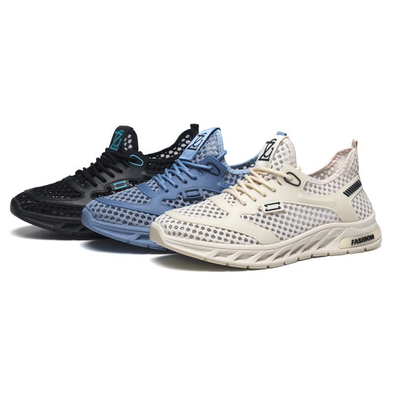 New Trendy Men's Hollow Casual Running Lace-up Mesh Sports Shoes Lightweight Comfortable_voghion.com