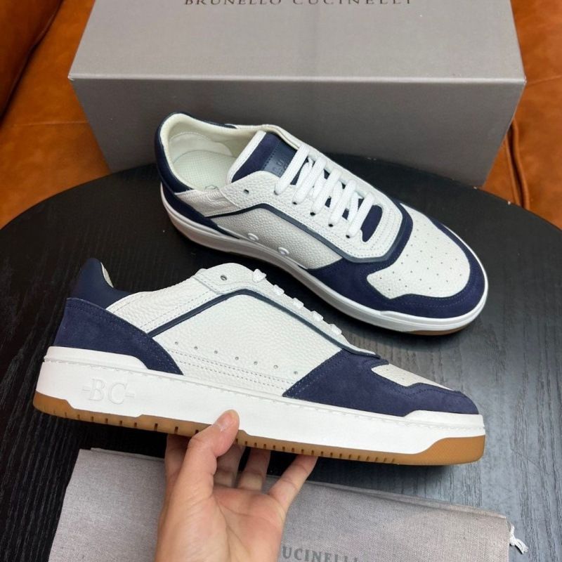 1:1 Oryginalne pudełko (BC) Brunello C Męskie sznurowane sportowe buty codzienne z oddychającej siateczki ze skóry z łatkami_voghion.com