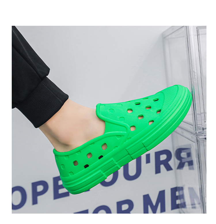 Men Summer Clogs Breathable Lightweight Mesh Water Shoes Non-Slip Walking Shower Beach Sandals Hole Slippers _voghion.com