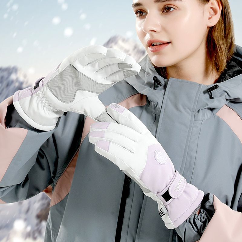 Waterdichte Ski Dames Winter Touchscreen Sneeuw Fleece ed Warme Thermische Handschoenen voor Snowboard Skiën Hardlopen Cycl_voghion.com