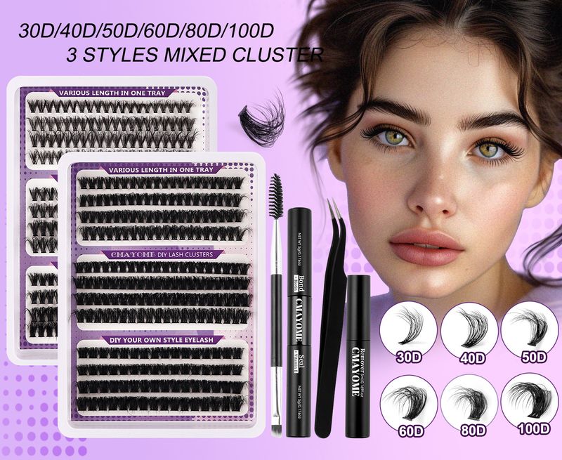 False Eyelashes Diy False Eyelash Extension Kit Single Cluster 10 16mm Length Mixed Eyelashes_voghion.com
