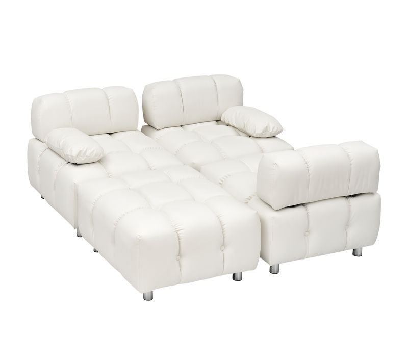 A 90.60-inch technology cloth beige sofa, waterproof, stain and cat scratch resistant, can comfortably sit in the apartment bedroom without taking up _voghion.com