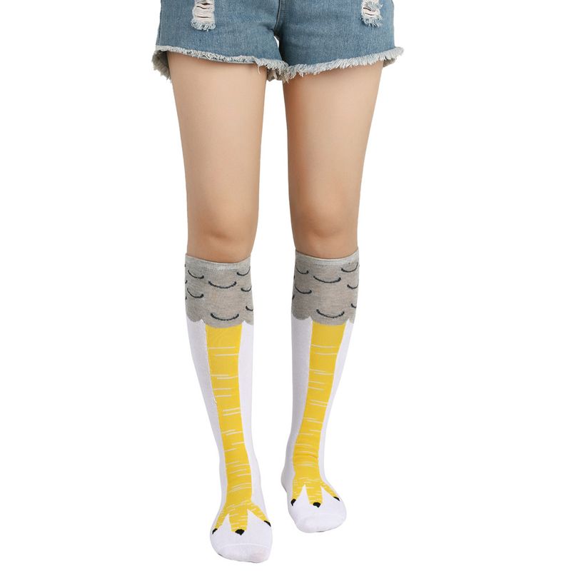 Unisex kyllingefødder sokker bomuldsstrømper personlighed sjove kyllingefødder sokker hjertesokker højt over knæet sokker ins tidevandsstrømper_voghion.com