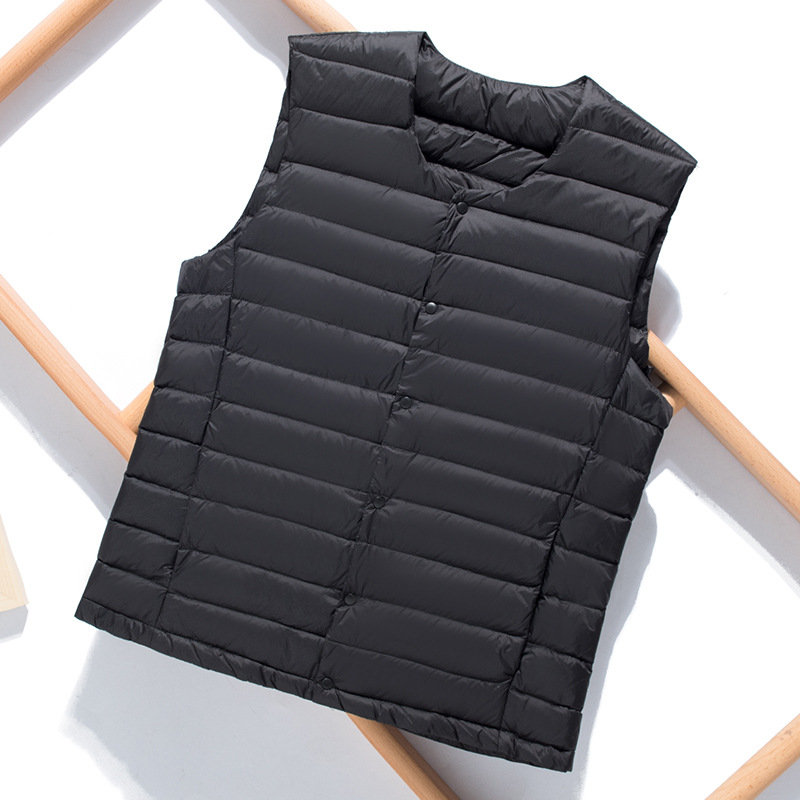 Off-Season New Men's Lightweight Down Jacket Stand Collar Coat Youth Plus Size Sleeveless Vest_voghion.com