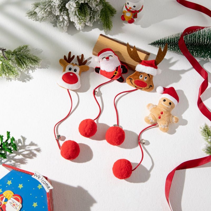 Bell Creative Gift Element Teasing Cat Wand Pet Toy Santa Claus Reindeer Snowflake_voghion.com