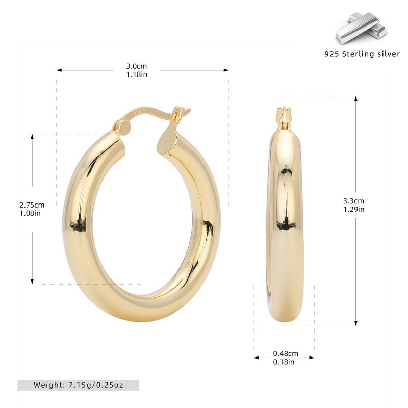 Orecchini a cerchio grandi minimalisti da donna in argento sterling 925, stile punk, dichiarazione di moda, misure 20 mm-30 mm, gioielli per le orecchie alla moda alla moda punk_voghion.com