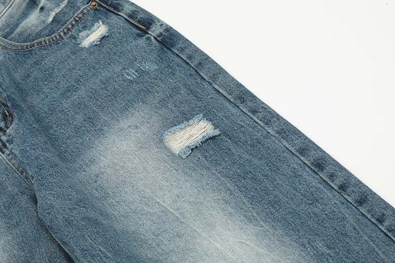 Men's Clothing Washed Distressed Ripped Drape Niche Jeans Men And Women Trendy Retro Loose Casual Straight Pants_voghion.com