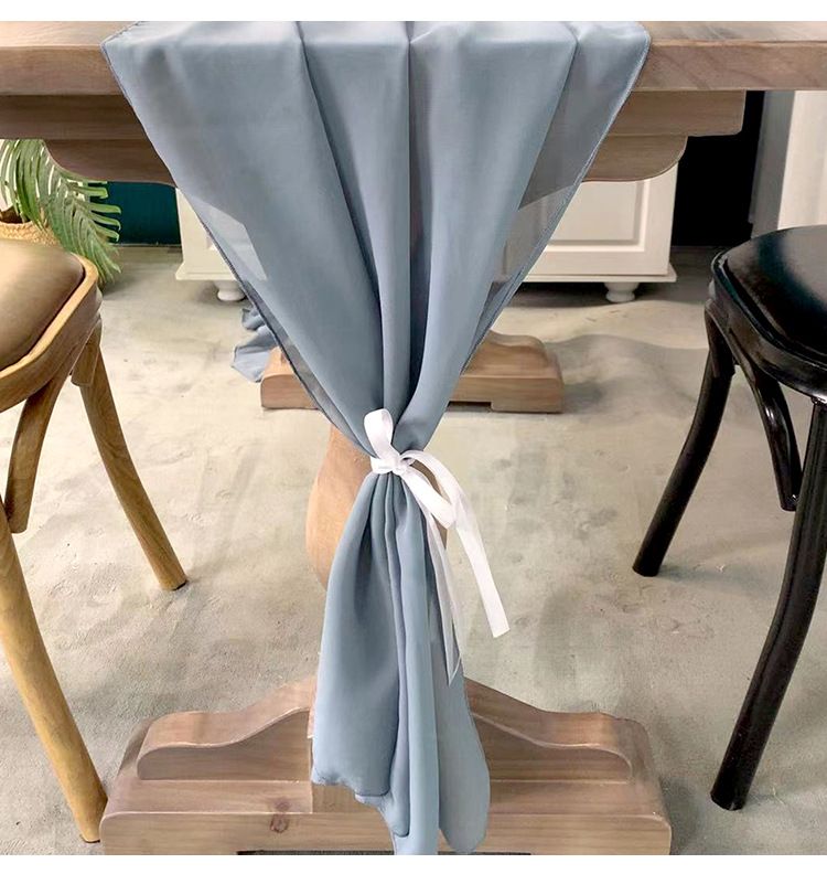 Simple Solid Color Chiffon Table Flag Hotel Wedding Decoration Table Flag Chiffon Table Flag_voghion.com