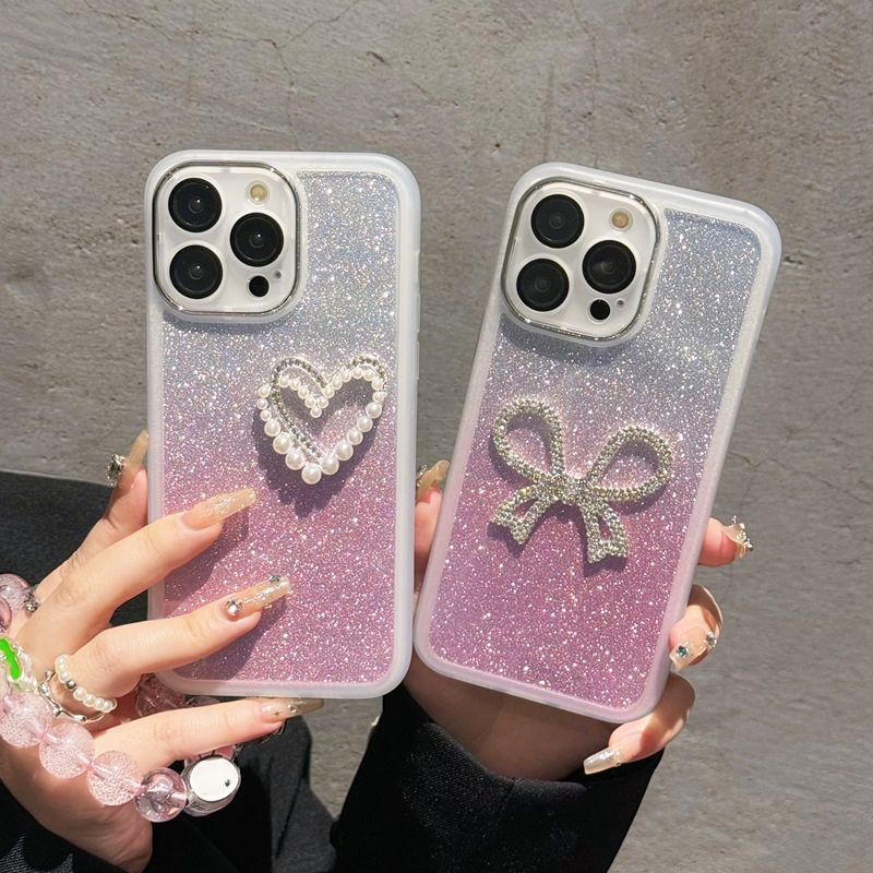 Diamond Bow Heart Telefoonhoesje Voor Xiaomi Redmi 10 Note9 9s Note10s 10A 9 9A 9C 7 Note 8 Pro Siliconen Glitterhoes_voghion.com