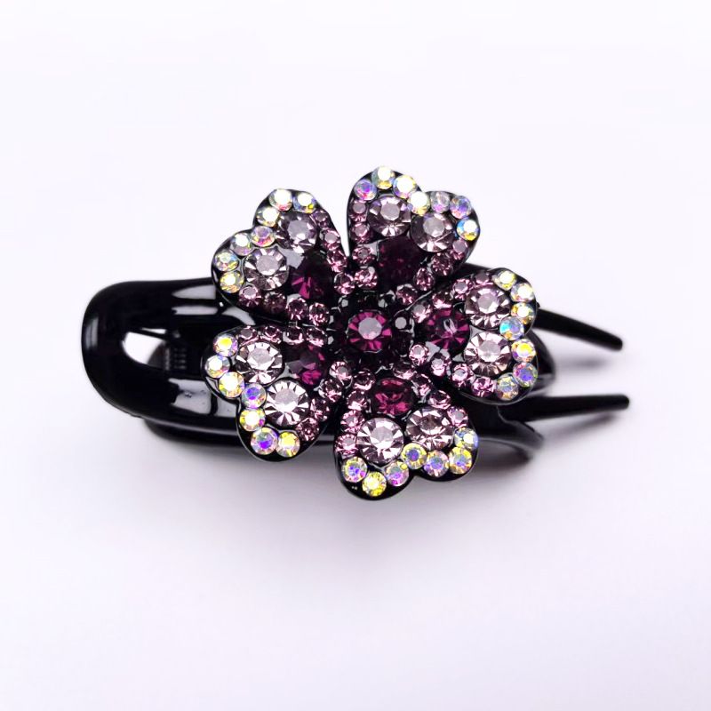 Minimalistische Haarklammer im koreanischen Stil mit Strasssteinen, 3-Zahn-Blumen-Entenschnabel-Clip, elegante Hochsteckfrisur-Haarnadel für vielseitiges Styling_voghion.com