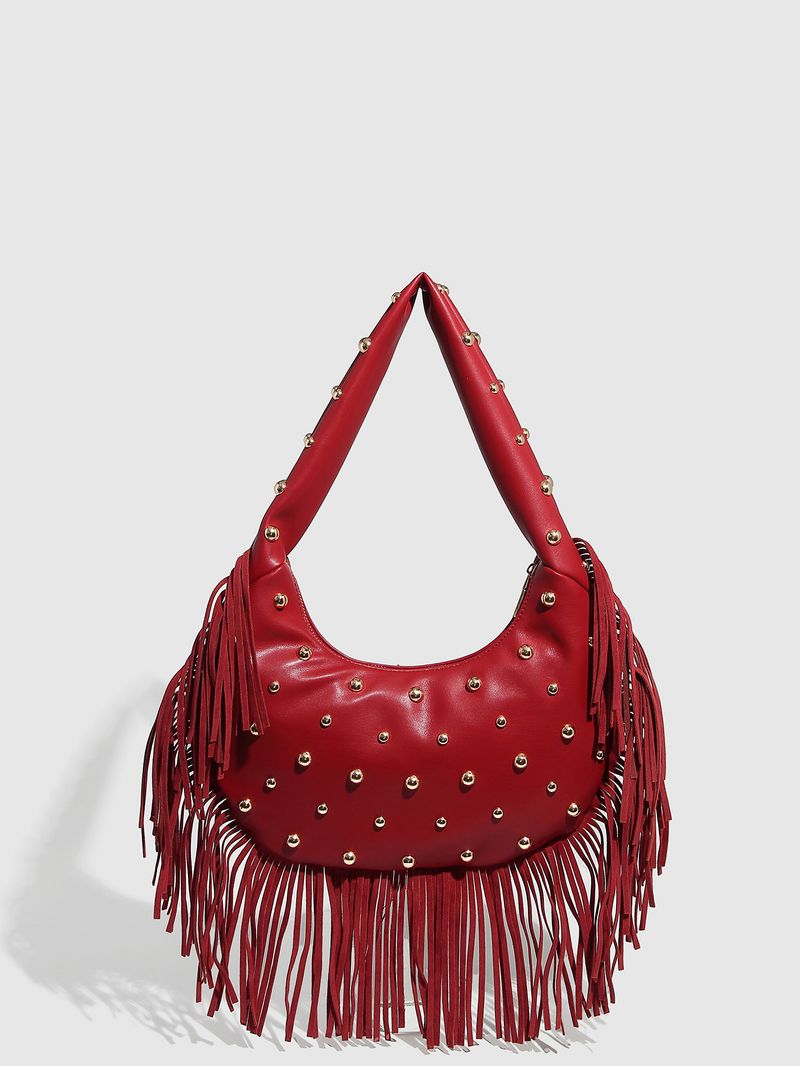 Borse da donna Nuova moda Borsa a gnocco Borsa a nappa Borsa da donna Rivetto Personalità Borsa a tracolla Borsa da ascella femminile_voghion.com